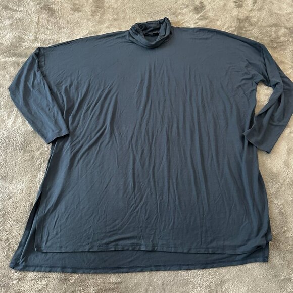 Eileen Fisher Tops - Eileen Fisher Blue Oversized Turtleneck Shirt Blouse LARGE Women's